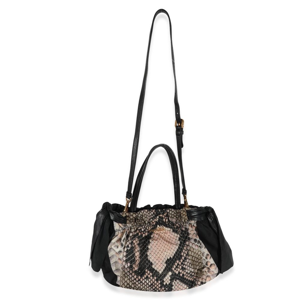 Prada Black Pink Python Print Medium Pitone Hobo - image 4